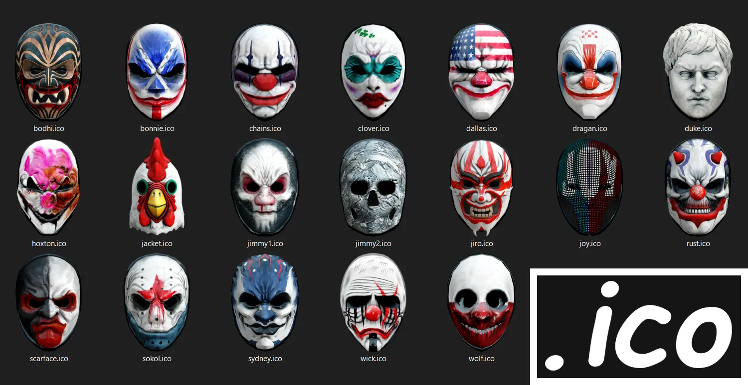 PAYDAY masks - Desktop Icons - ModWorkshop