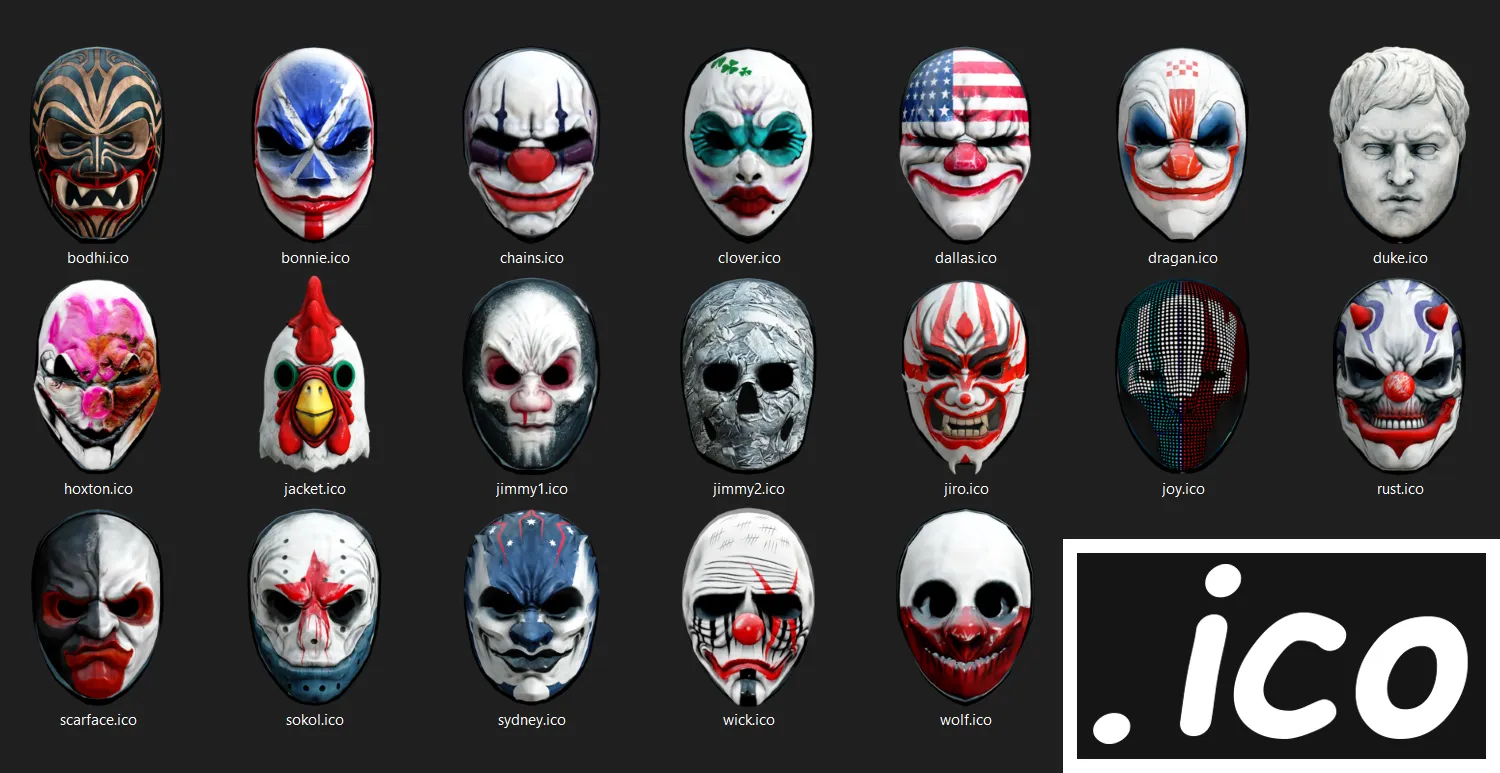 PAYDAY Crew Masks Desktop Icons PAYDAY 2 Mods ModWorkshop