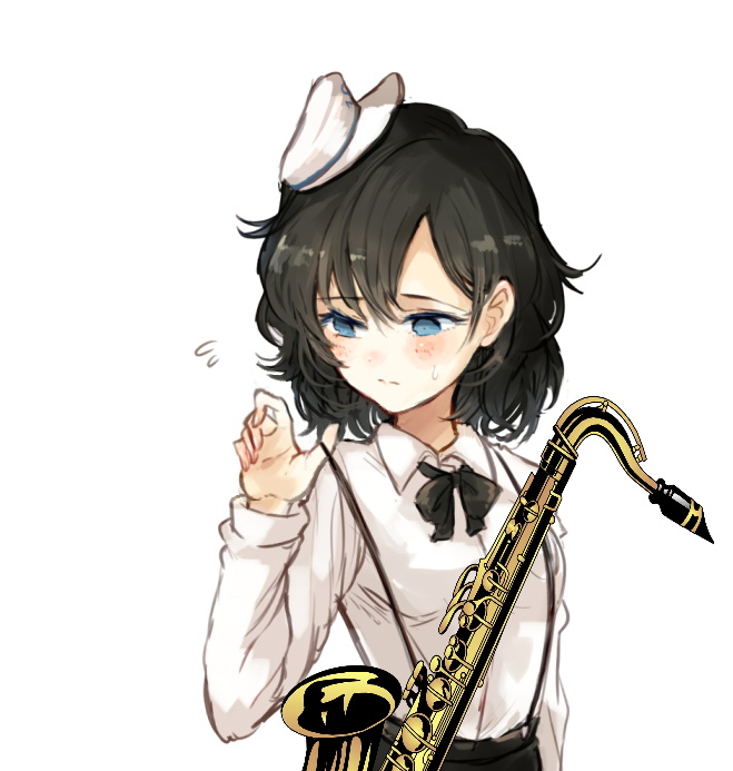 Saxophone played by an anime girl on Craiyon