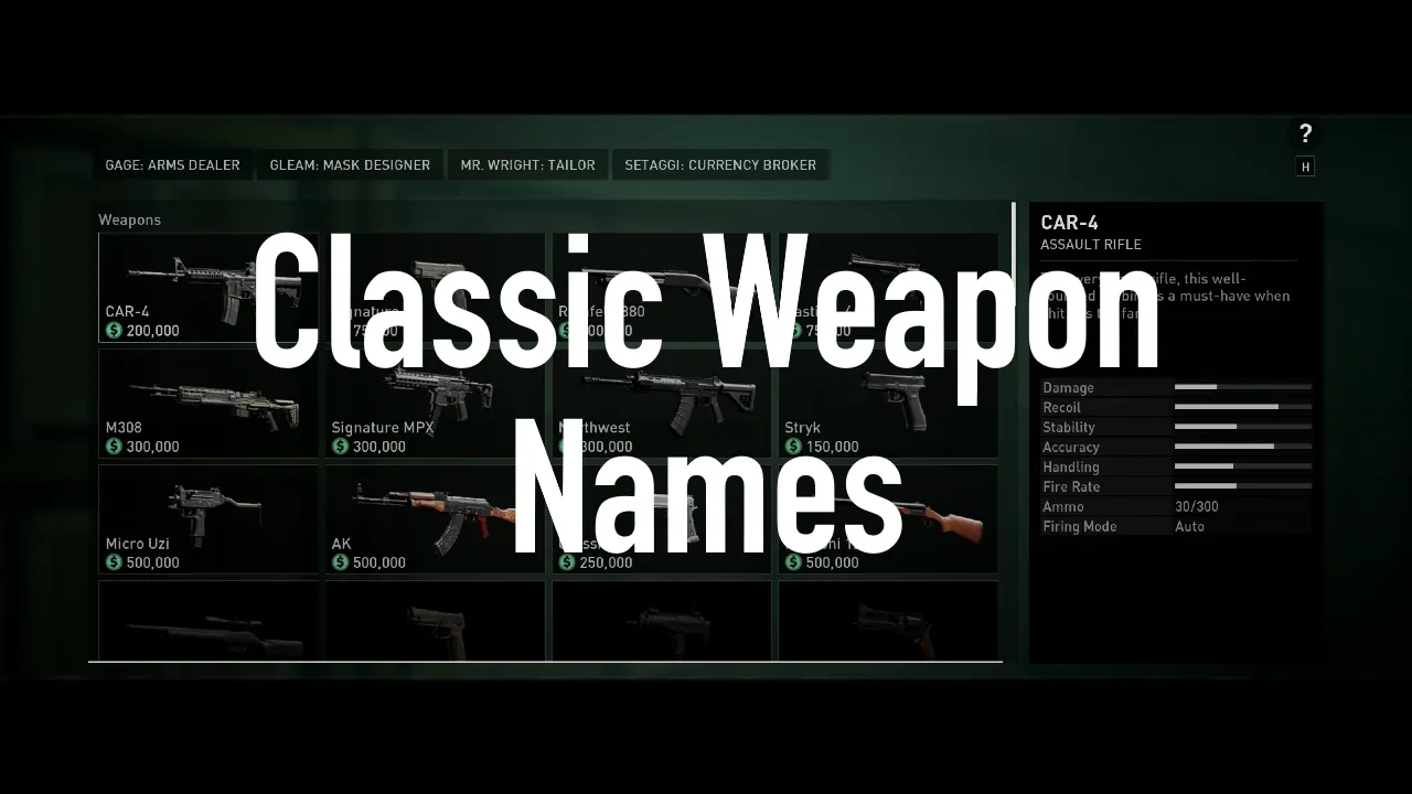 Real Life Weapon Names - PAYDAY 3 Mods - ModWorkshop